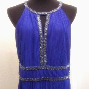 Sangria Blue Halter-neck Evening Dress